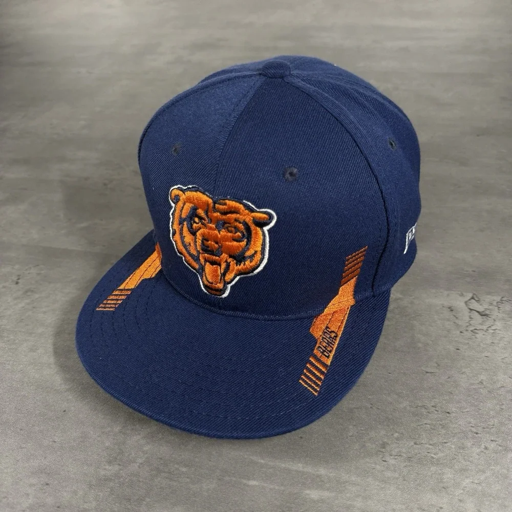Vintage Chicago Bears Snapback Hat New Era Cap Blue Orange Wool Blend Stripe NFL